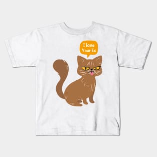 Cat loves your ex Kids T-Shirt